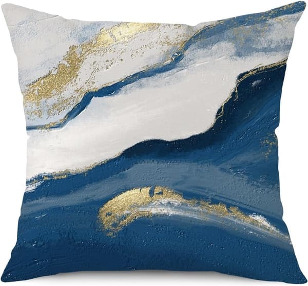 Pillowcase 4-pack 18x18 inch Navy Gold Decorative Pillowcases 45cm x 45cm Linen Square Pillowcases
