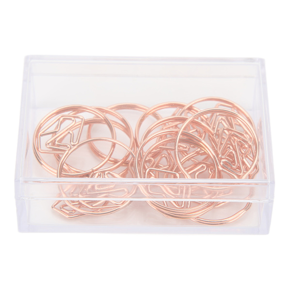 12 stk. Guldfarvede papirclips, unikt ringdesign, førsteklasses metal, rustfri, holdbare, bred anvendelse, falmer ikke, søde papirclips