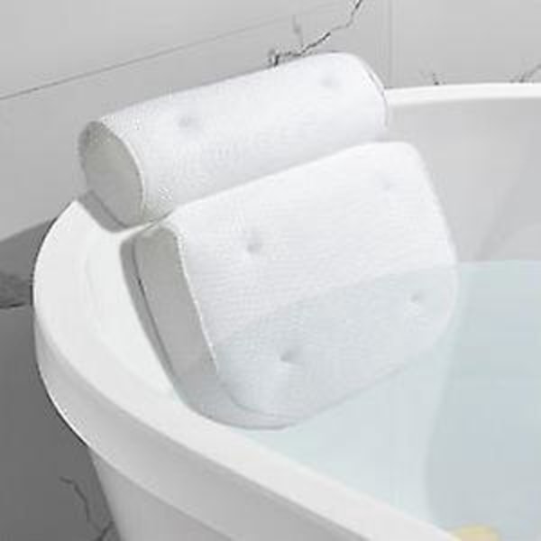 Vedenpitävä valkoinen kylpytyyny liukumattomilla imukupeilla - Niskatuki kylpytynnyriin ja kylpylään