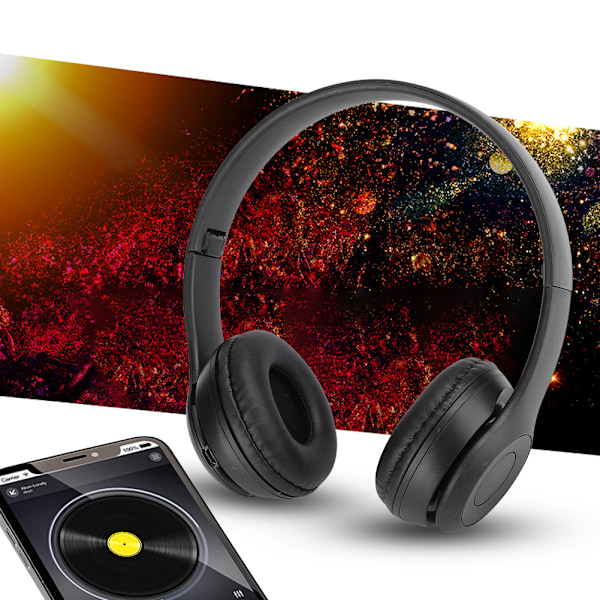 Bluetooth Langattomat Kuulokkeet Korvan Yli Taitettavat Stereoääni Melunvaimennus Kuulokkeet Peli FM Musiikki Kuuloke Musta