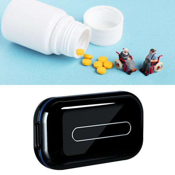 Tablettdelare Splitter Flexibel Klämma Dammtät Bärbar Medicinlåda för Hushållsresor Svart