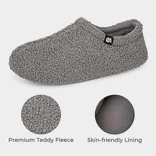 Bløde hjemmesko til kvinder, varme og behagelige, skridsikre indendørssko med memory foam (grå)