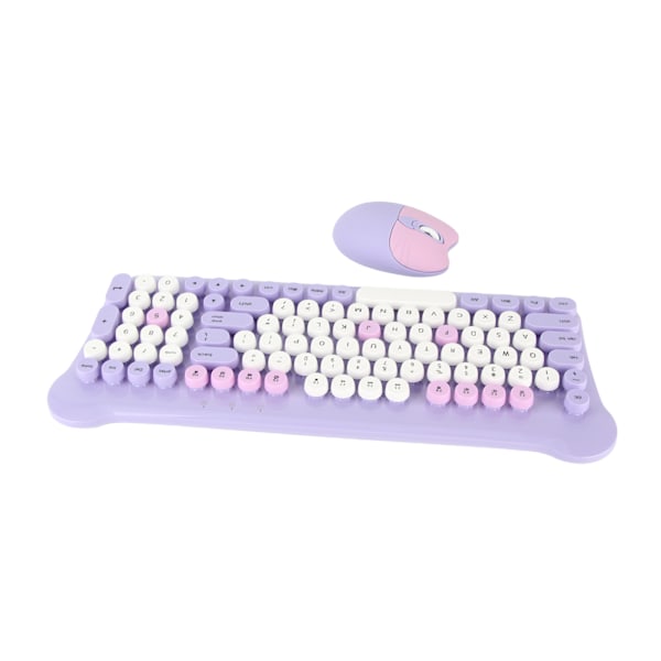 Trådløst tastatur og mus 2.4Ghz tilkobling Søtt tastatur og mus-sett for Windows 98 7 8 10 11 PC Laptop Lilla