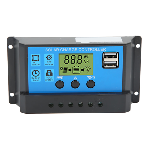 12V 24V Solcellsladdningsregulator USB PWM Fotovoltaisk Solpanel Laddningsregulator med LCD-display 30A