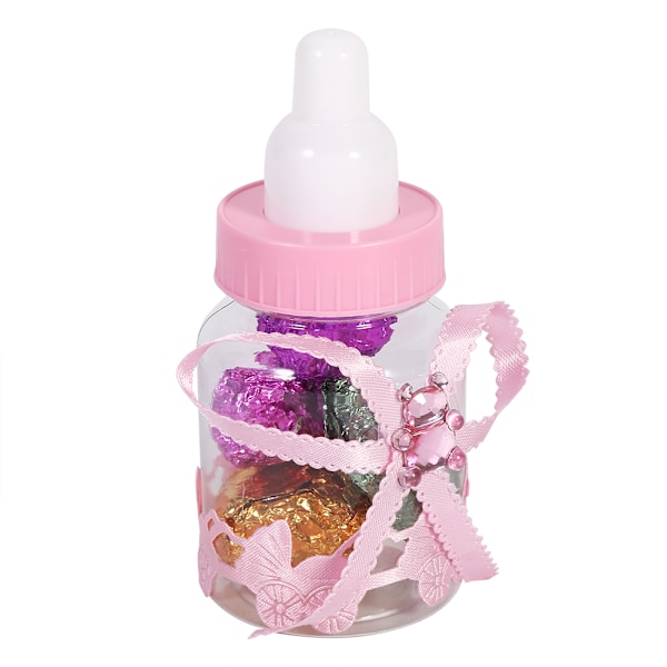 50 stk godteri sjokolade flasker boks for baby shower fest favoriser gaver dekorasjoner (rosa)