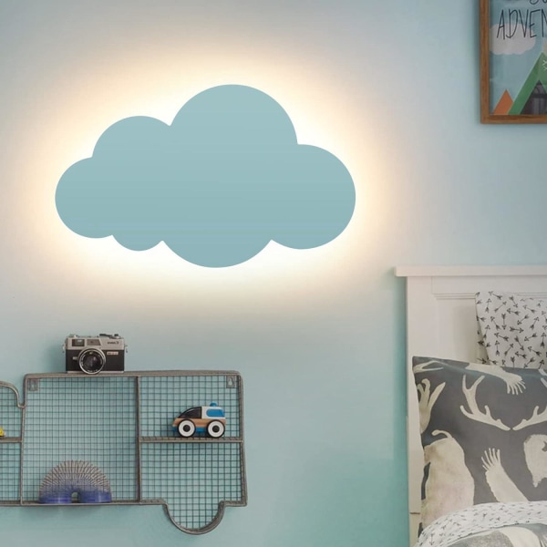 Molnljus Vägglampa Modern akryllampskärm med integrerade LED-lampor för barnrum Blå varmbelysning