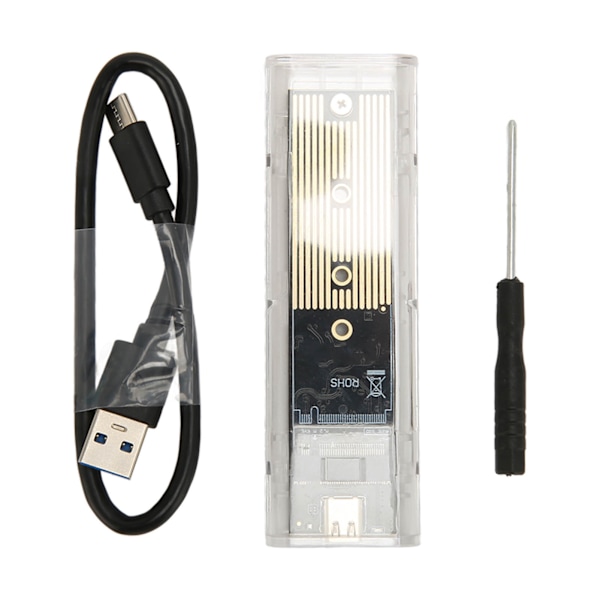 M.2 NVMe SATA SSD-hölje NVMe till USB C 3.1 10 Gbps Transparent Hölje Stödjer M‑Key B+M Key UASP Trim för 2230 2242 2260 2280 SSD