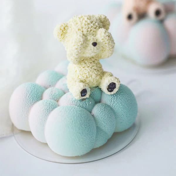 6 hulrom 3D sky kakeform silikon mousseformer bobleformer for baking