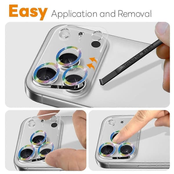 NORTHJO Camera Lens Protector for iPhone 17 Pro, Glitter Bling Circles, Tempered Glass HD Clear 3D Full