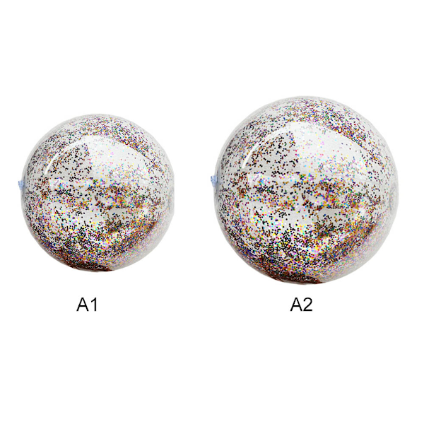 Glitter Beach Ball Uppblåsbar Klar 12in PVC Enkel installation Paljetter Konfettiboll för Party Pool Hem Utomhus