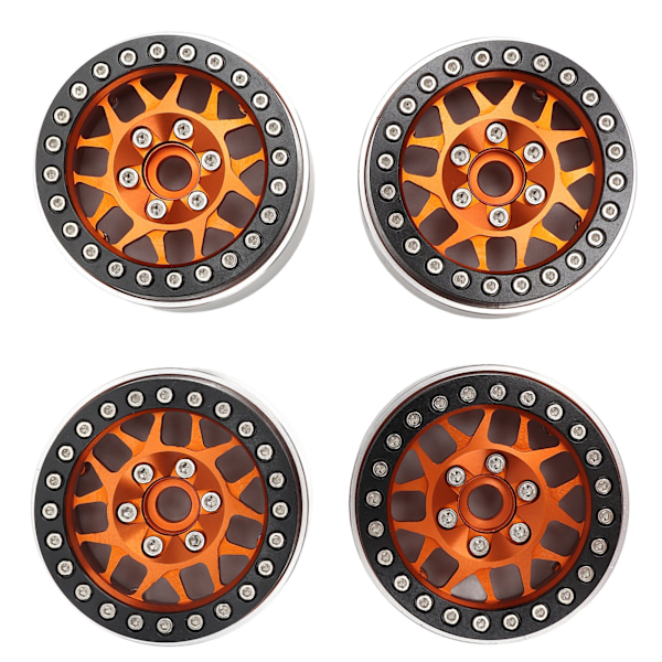 4 st 1.9 tum RC Hjulfälgar Aluminium CNC-bearbetade 1/10 RC Beadlock Hjulnav för Axial SCX10 90046 AXI 03007 REDCAT MST Orange