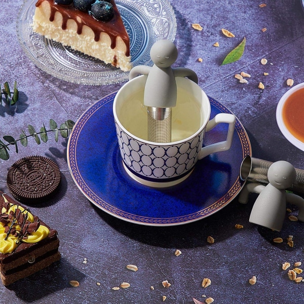 2 sarjaa humanoidista teesiivilä teekannua ruostumatonta terästä teetä tiimalasi set teekannu (harmaa)