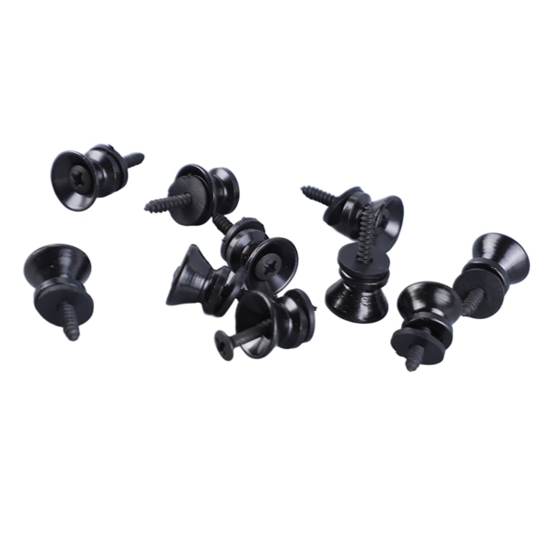 10 STK Guitarrem Låseknapper Mushroom Style Metal End Pins med Skrue til elektrisk Guitar Bas Ukulele Sort