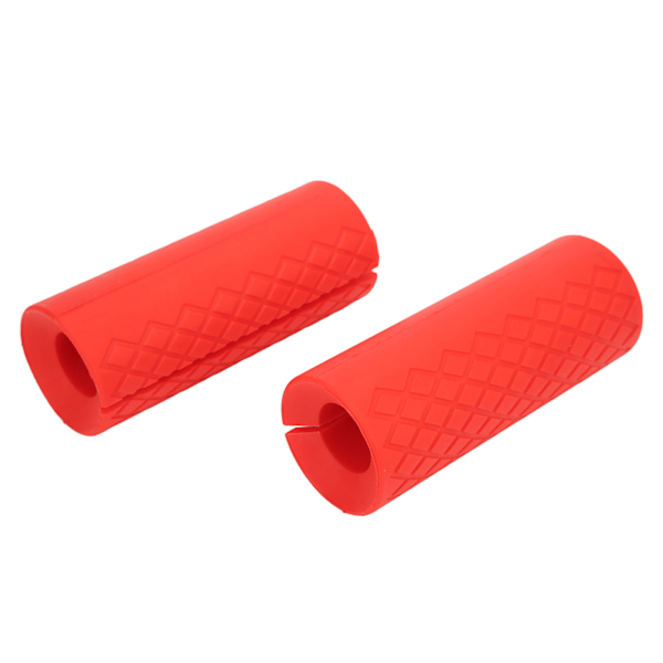 1 par Hantelgrepp Silikon Anti-Slip Thicken Bar Grip för Hantel Skivstång Tyngdlyftning Fitness Övning Röd