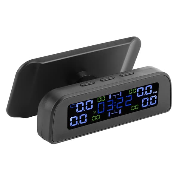 Solcelledrevet dæktryksovervågningssystem LCD-display Bil TPMS med ekstern sensor og urdesign
