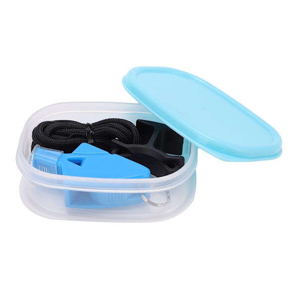 Whistle Plastic Crisp Sound Utomhus Whistle Basketball med snodd och Finger Clip Light Blue