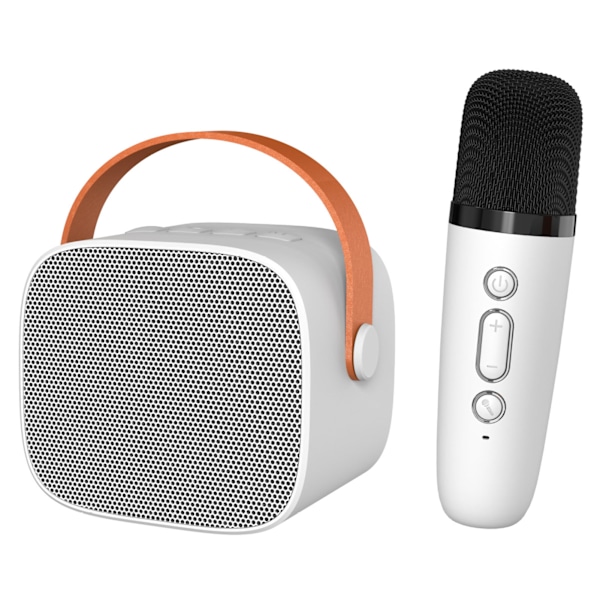 Mini Karaoke-laite HiFi Surround Sound Kannettava Bluetooth-kaiutin mikrofonilla kotiin ulkokäyttöön valkoinen