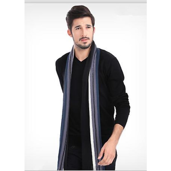 Blå lång halsduk i akrylull för män för värme och stil på hösten/vintern