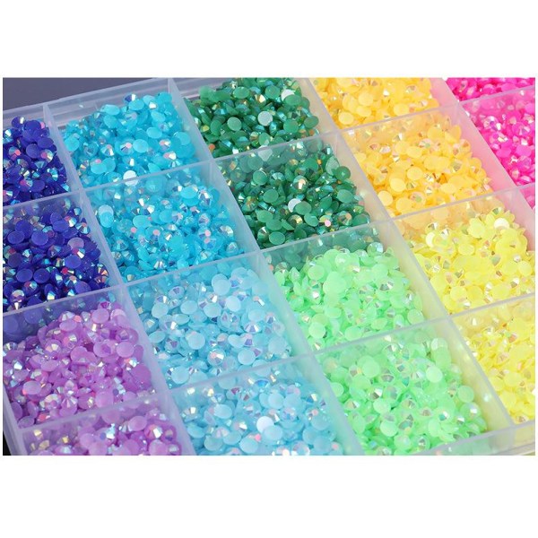 (Farger) 12 glitrende farger Nail Art-krystaller - Nail Art, Nail Art-krystaller, blandede størrelser, diamant-negledekorasjoner Shiny Colorful Crystals in Box