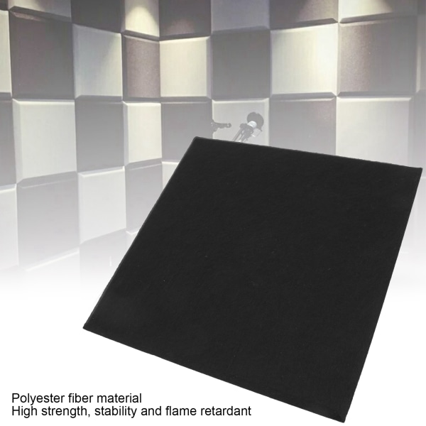 6 stk lydabsorberende plate akustisk polyesterfiber lydtette brannsikre lyddemperpaneler (svart) Black