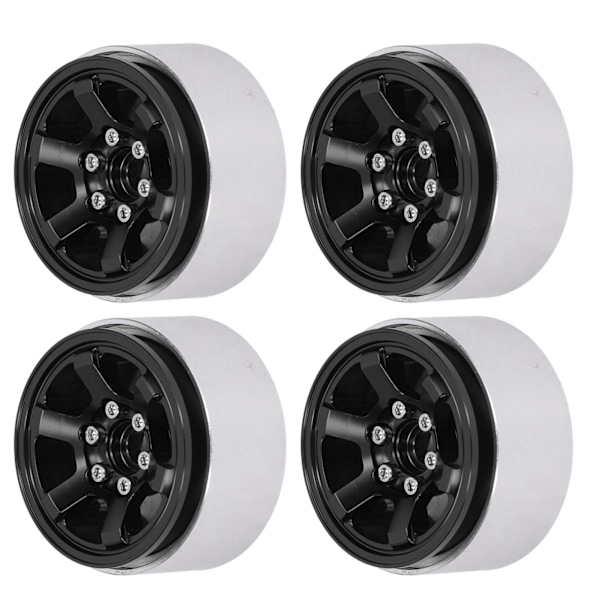 4 stk 1,9 tommers RC Beadlock Hjulnav Aluminium Legering CNC RC Hjulfelger Nav Utbytting for Axial SCX10 for Hsp Svart