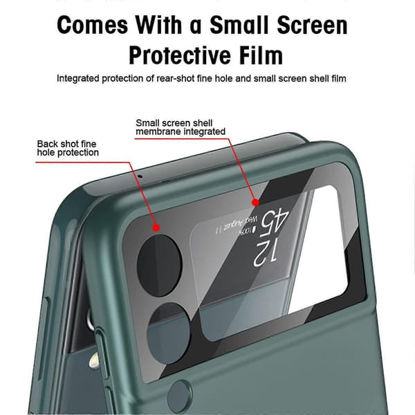 Magnetic Case Compatible with Galaxy Z Flip 4, Hard PC Shockproof Case with Ring Holder & Lens Protector