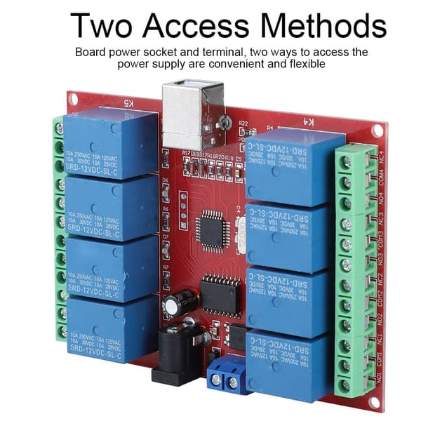 8-kanals 12V datamaskin USB intelligent kontrollbryter relémodul driverfri