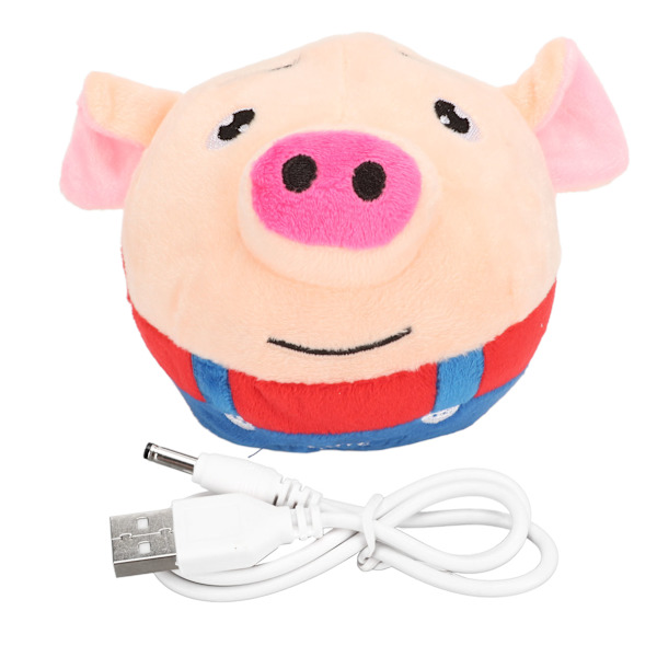 USB-laddningsbar interaktiv tvättbar tecknad gris plysch ljud elektronisk hundleksak för valp