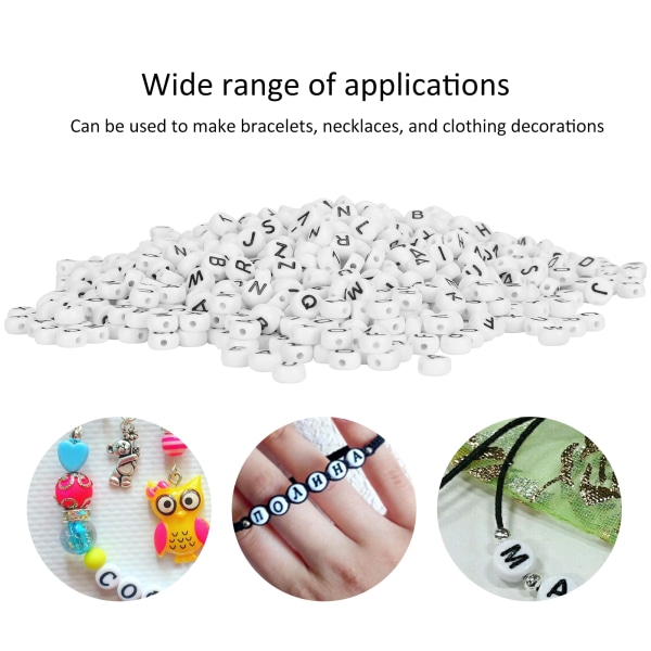 1000 stk hvide perler sort engelsk alfabet perle DIY akryl runde smykker tøjtilbehør