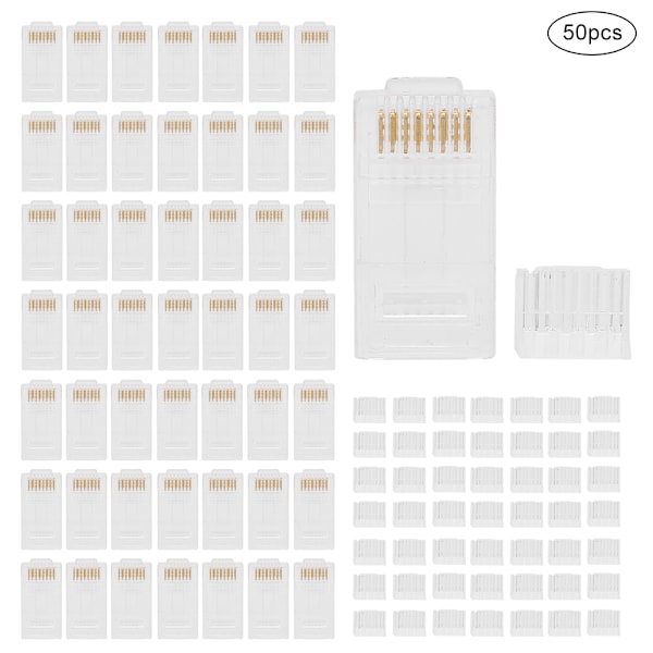 50 st Ethernet RJ45-kontakt Oskärmad Nätverk 8P8C-kontakt Modulär Plugg Kristallhuvud