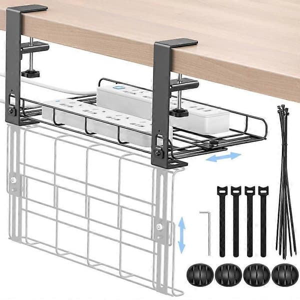Cable Tray for Desk, Cable Organizer with Clamp