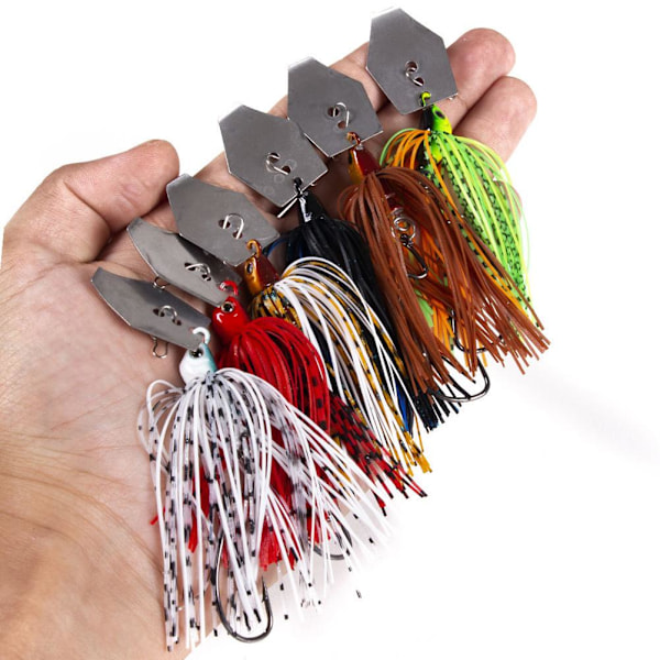 6 stk 10 cm 11 g bladjigg fiskedrag Flerfargede fiskejigger for bas, ørret, gjedde