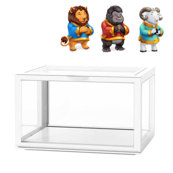 Figur Organizer Skrivebord Dukke Akryl Vitrine Høj Transparens Forseglet Støvsikker Visningsmontre Hvid