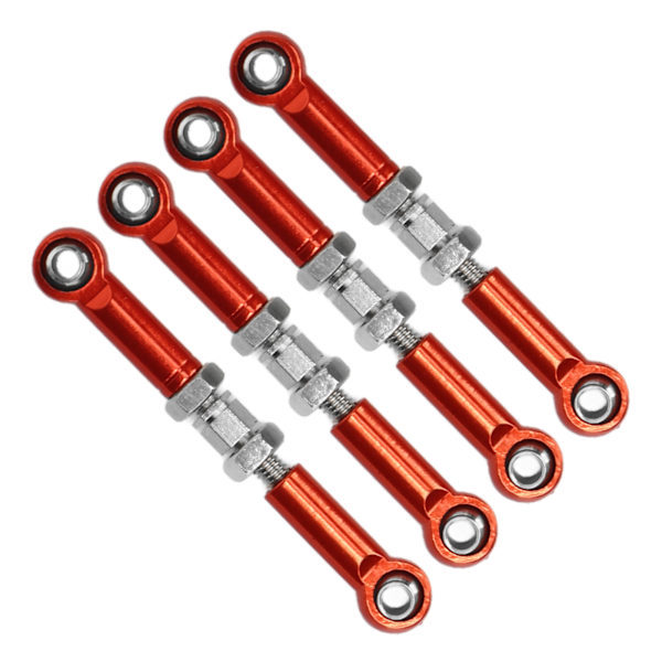 4 stk Justerbare Servo-koblinger Styrestang for FMS 1/24 for FCX24 RC Bil Høy Nøyaktighet Aluminium Legering Jern RC Styring Trekkstang Rød