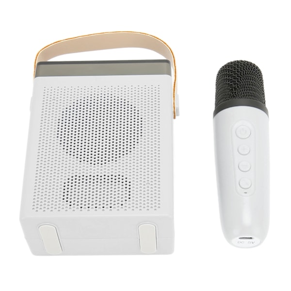 Karaokemaskin med Multifunksjonell RGB-belysning, Bærbar Bluetooth-høyttaler med 2 Trådløse Mikrofoner for Voksne og Barn, Hvit