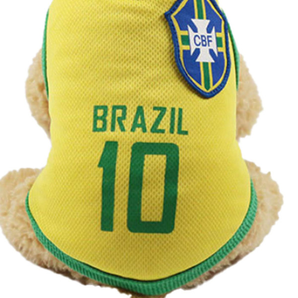 Hunde VM T-skjorte Lysende Søt Mesh Myk Pustende Hund Sommervest for Hunder Valp Gul 10 Brasil XL