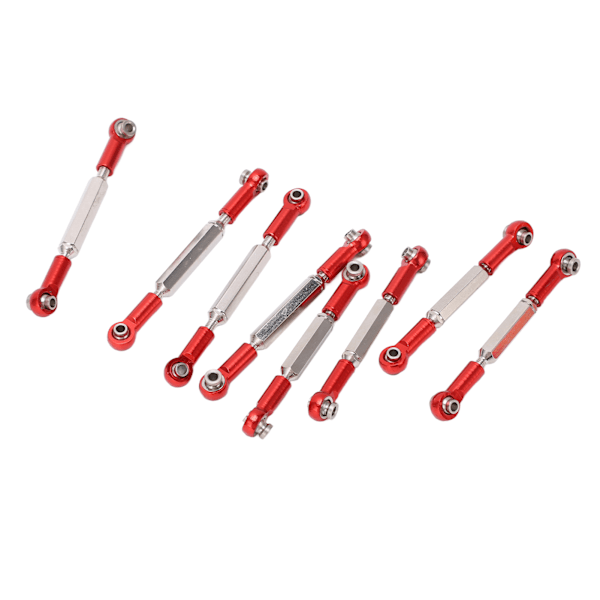 8 stk metal justerbar styrestang aluminiumlegering servostang trækstang til WPL C14 C24 B14 MN D90 D91 Rød