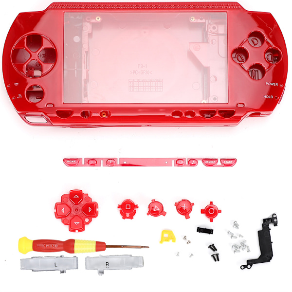 Korvaava ABS-materiaali Pelikonsolin kuori ruuvimeisselillä PSP1000-konsolille, punainen