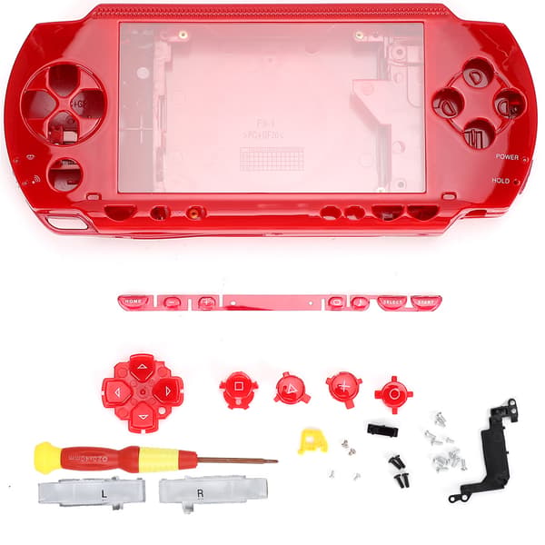 Udskiftning ABS Materiale Host Game Console Shell med Skruetrækker til PSP1000 Konsol Rød
