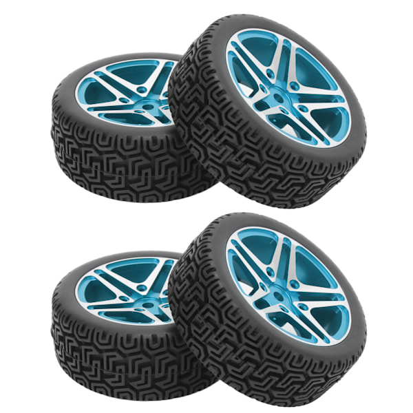 4 stk RC-hjul og dekksett aluminium hjulnav gummidekk for HSP 94122 94123 TT01 WF06 1/10 RC bil crawler blå