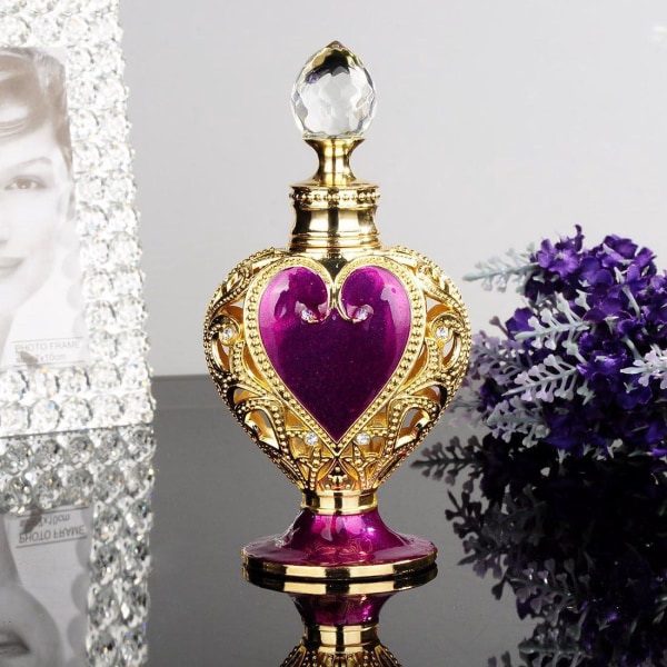 Hjärtformad Yufeng emalj påfyllningsbar tom parfymflaska (lila)