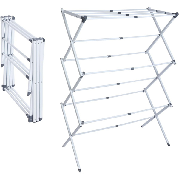 Space Saving Clothes Drying Rack - 6 Tier Foldable Laundry Drying Rack with 11 Bars - Collapsible and Extendable Clothes Drying Rack