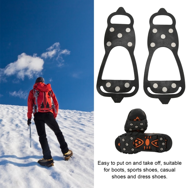 1 par 8-tänder stegjärn Anti-slip Ice Traction-klotsar Skogrepp för att gå på snö och IceM