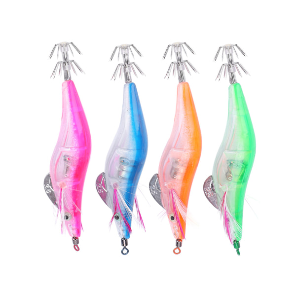 10 cm 4 färger elektrisk lysande bioniska räkor form saltvatten bläckfisk fiske lockar