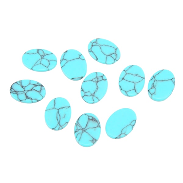10 stk. flade turkissten ovale blanke DIY smykkesten flad turkis til øreringe armbånd vedhæng påfugleblå 12x16mm (BxL)