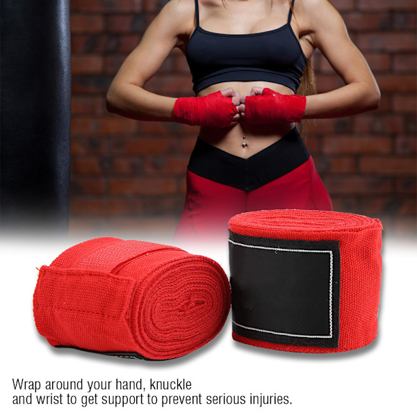 2 stk. 2,5 m elastisk rem Boksning Sanda Muay Thai MMA Taekwondo Bandage Håndbind (rød)
