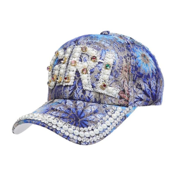 Baseballcaps med hundrevis av paljetter og diamanter – blå, hot borende cowboyhatt, slitesterk hatt