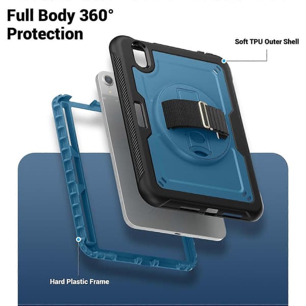 Case for iPad mini (2024)/(2021) Compatible Stand PC+Tablet Case with Shoulder Strap