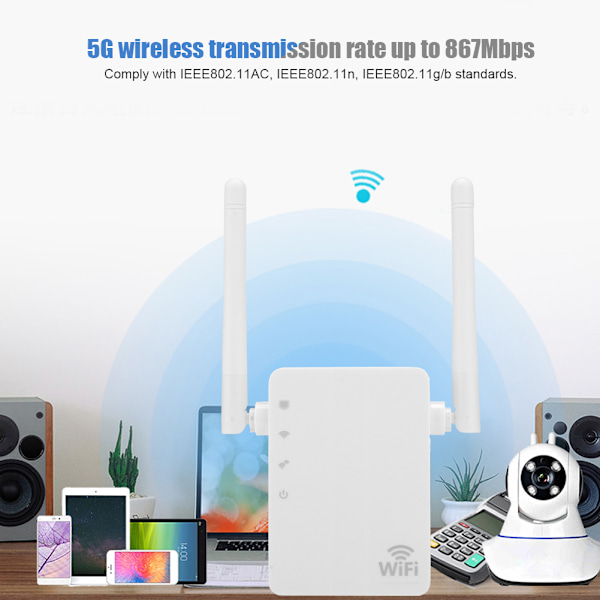 300Mbps Dual Antenna Home WiFi -toistin Langaton verkkosignaalin vahvistin (EU)