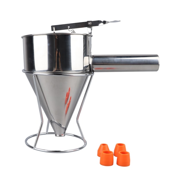 Batter Dispenser i rustfrit stål Pandekage Batter Dispenser med 18mm 4PCS Silikonespids til pandekager Cupcakes